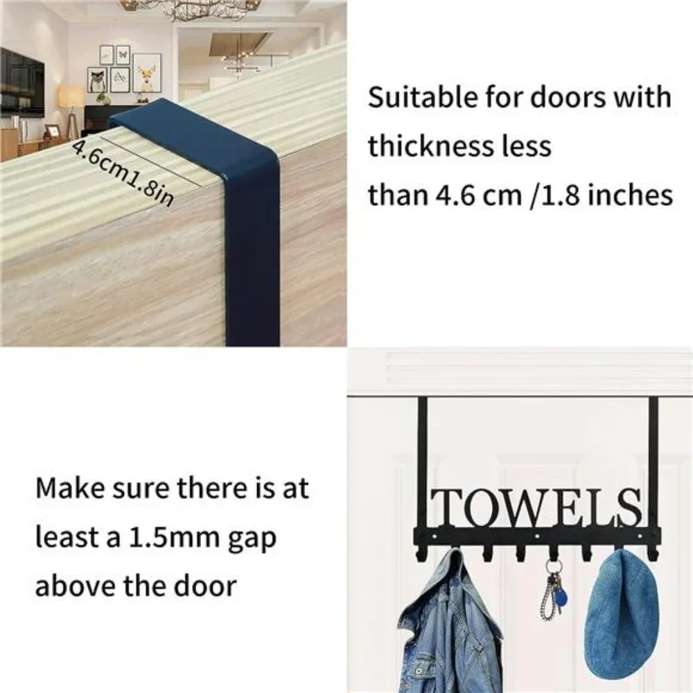 Over The Door Hooks Towel Holder for Bathroom, Door Mount Towel Rack Towel Hooks